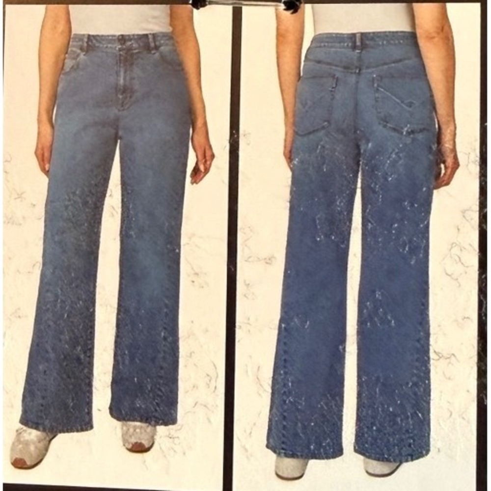 NEW Hudson 18 Seamed Wide‎ Leg Jeans Light Wash Blue High Waist NWT